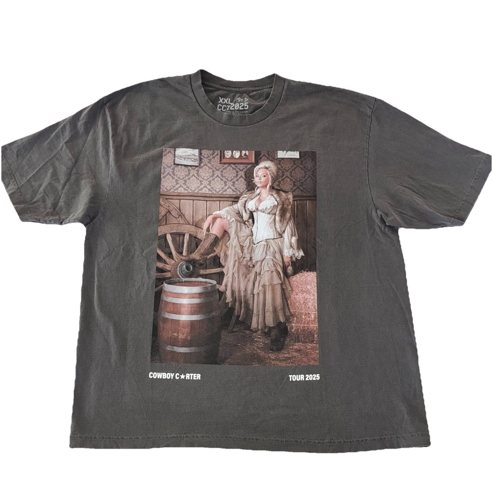 Beyonce T Shirt‎ XXL Grey Cowboy Carter Tour Merch Chicago Exclusive NEW